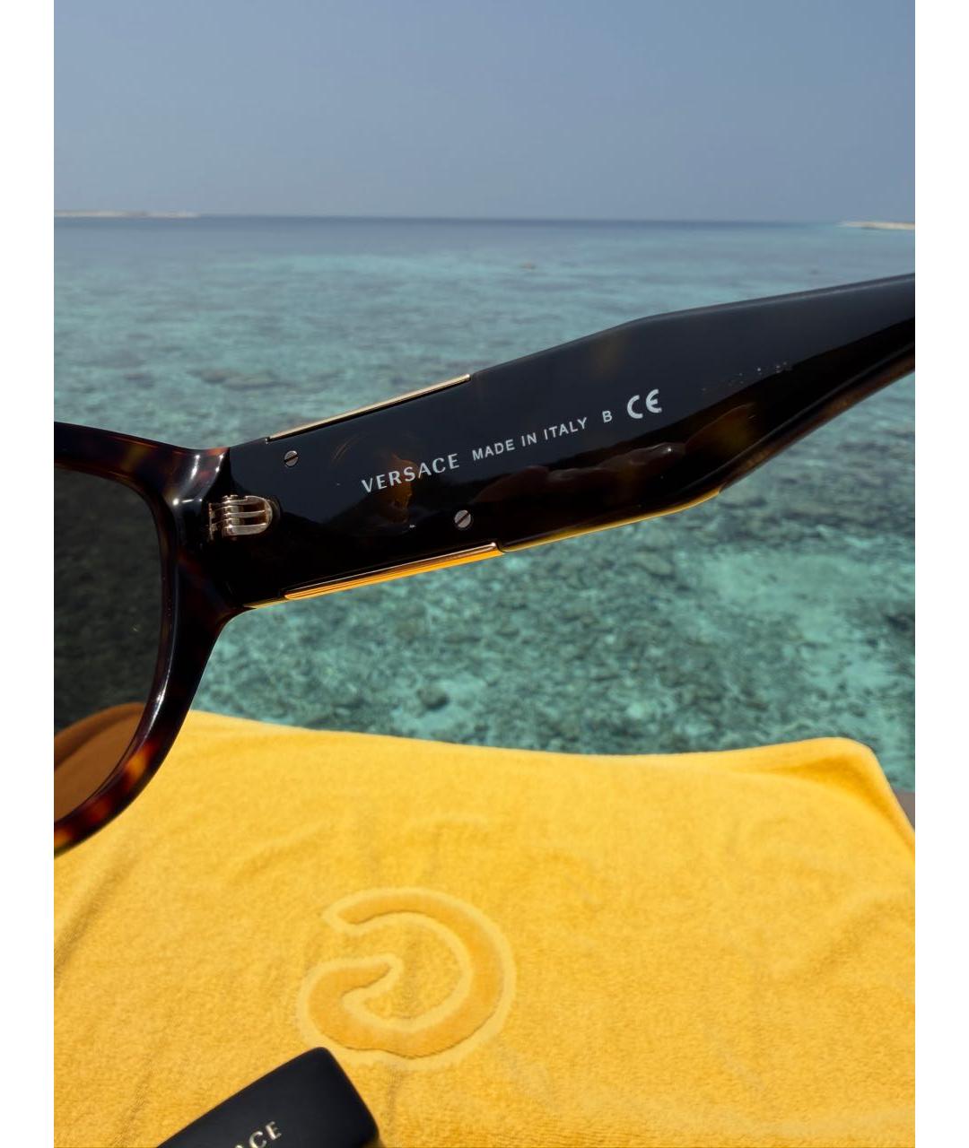 VERSACE Коричневые пластиковые солнцезащитные очки, фото 6