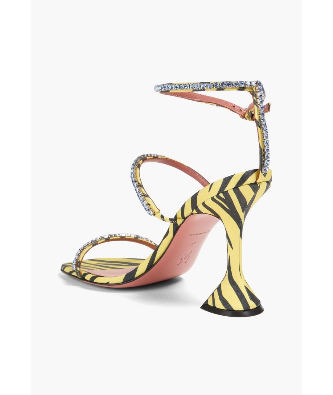 Amina Muaddi Желтые текстильные босоножки, фото 3