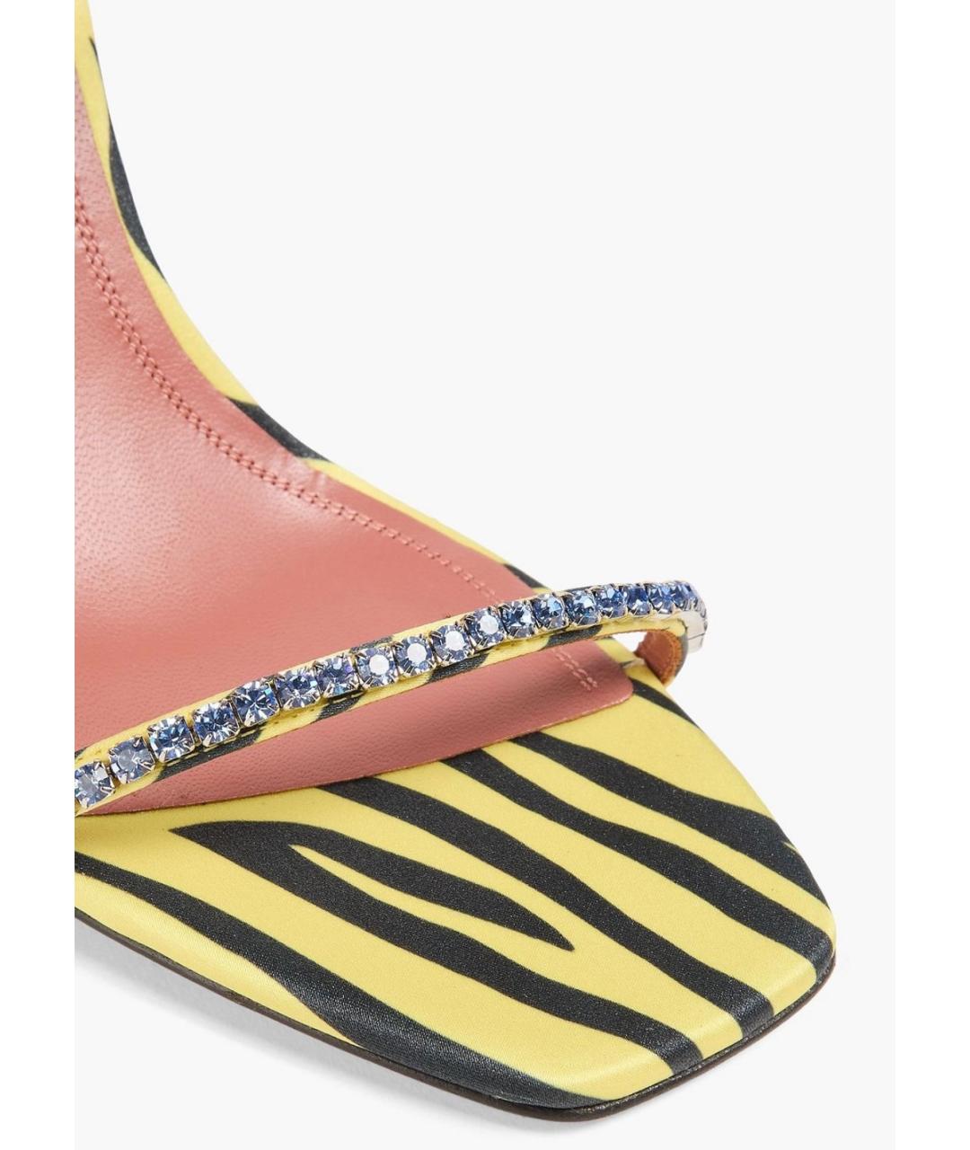 Amina Muaddi Желтые текстильные босоножки, фото 4