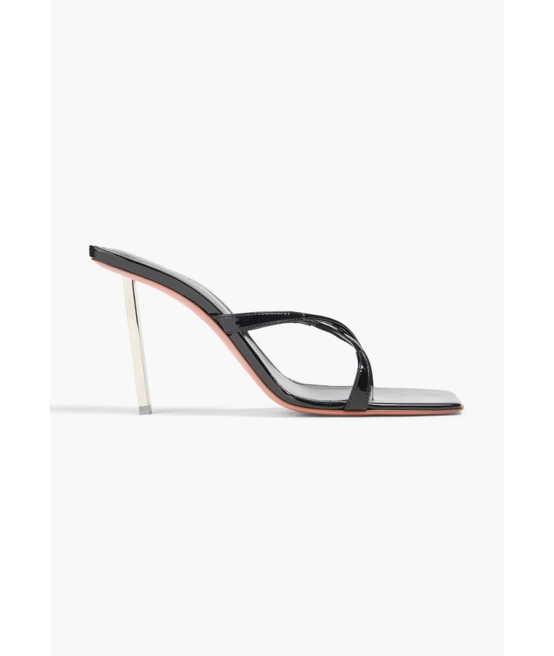 Amina Muaddi Черные мюли из лакированной кожи, фото 4