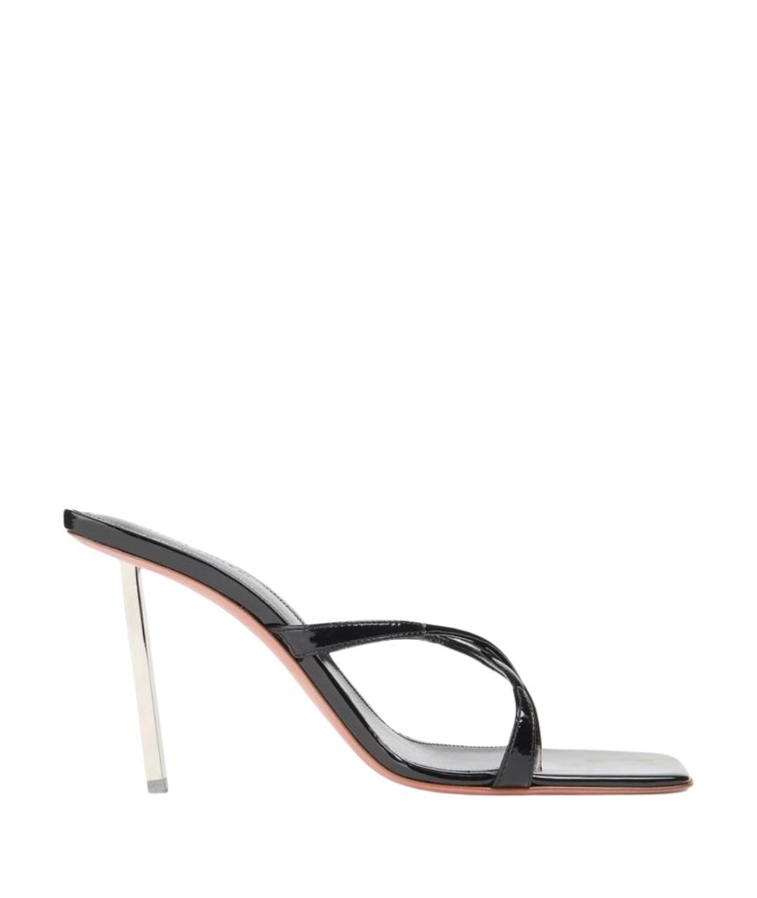 Amina Muaddi Черные мюли из лакированной кожи, фото 1
