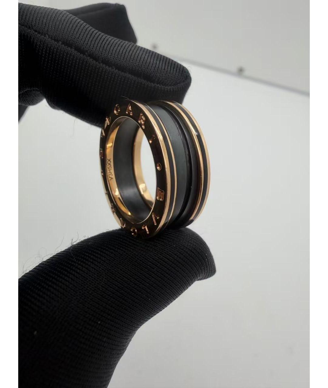 BVLGARI Черное кольцо из розового золота, фото 2