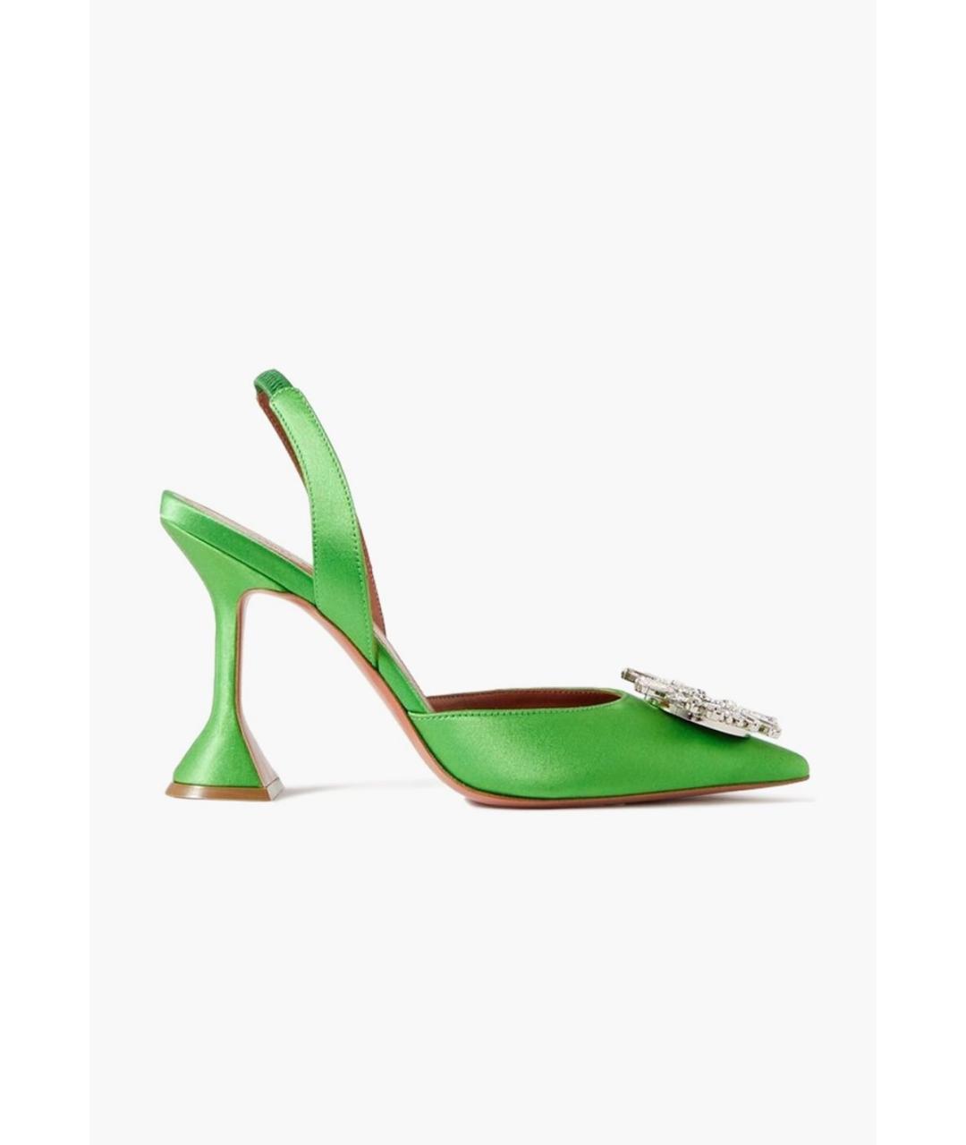 Amina Muaddi Зеленые текстильные мюли, фото 5