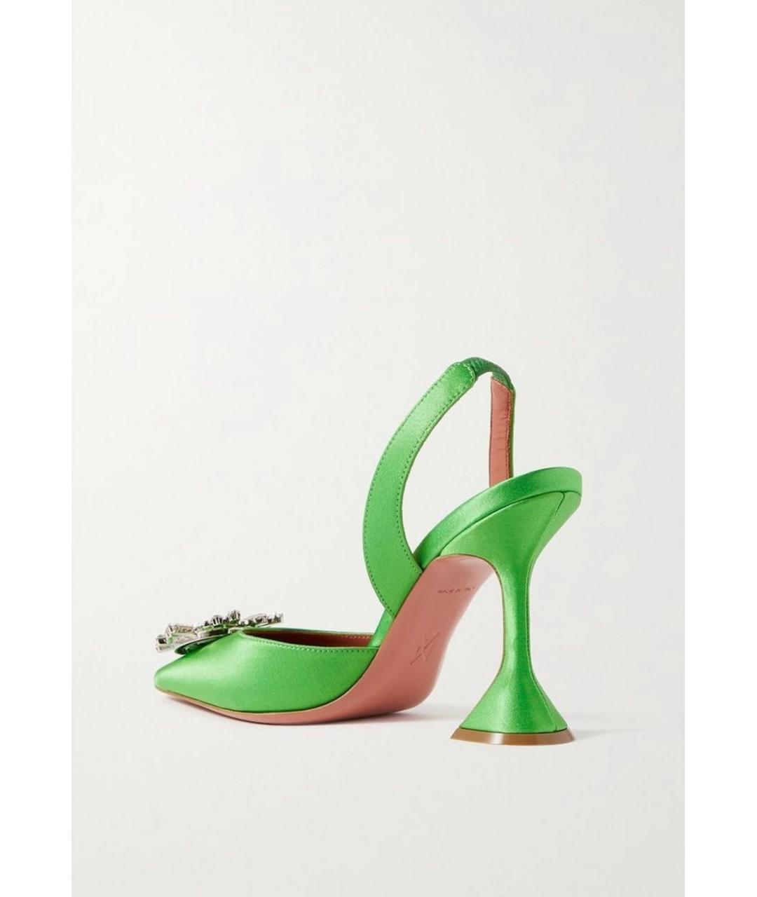 Amina Muaddi Зеленые текстильные мюли, фото 4