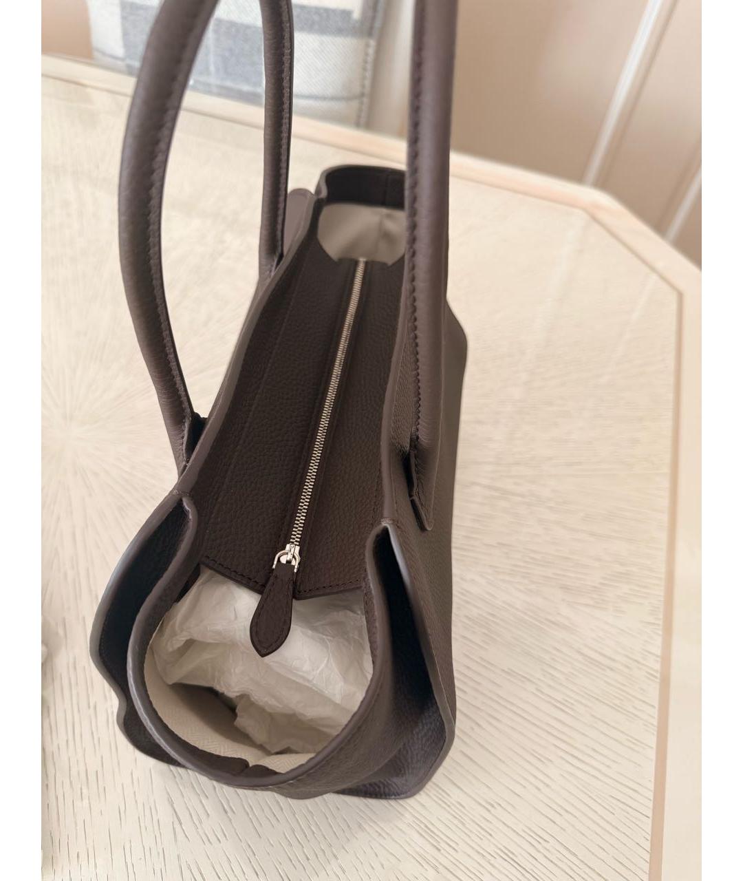 THE ROW Коричневая кожаная сумка с короткими ручками, фото 3