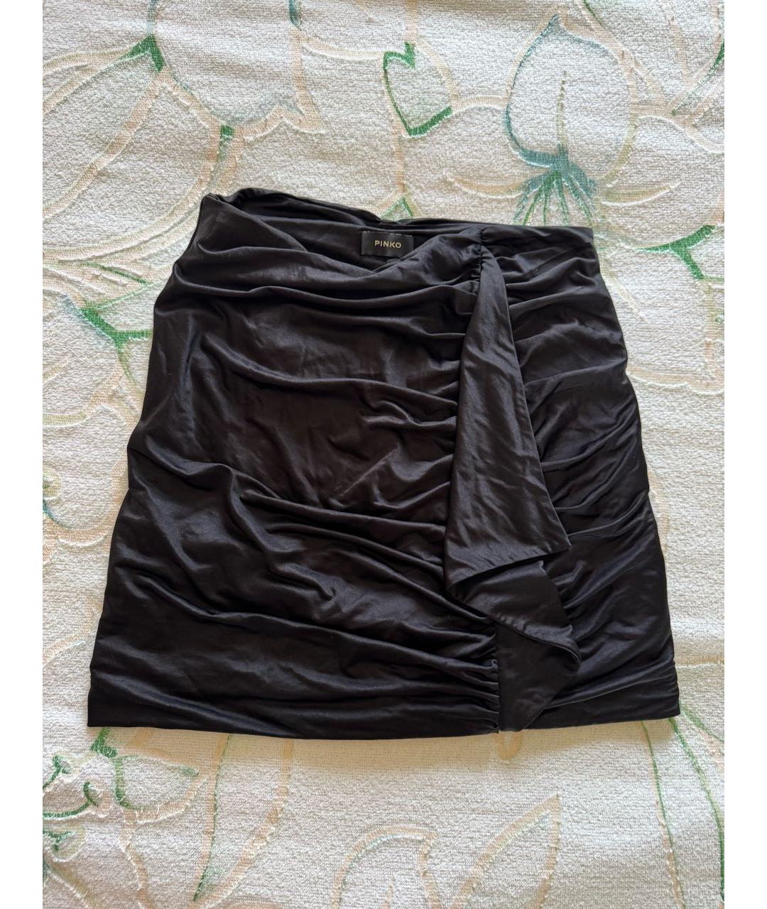 PINKO Черная ацетатная юбка мини, фото 2