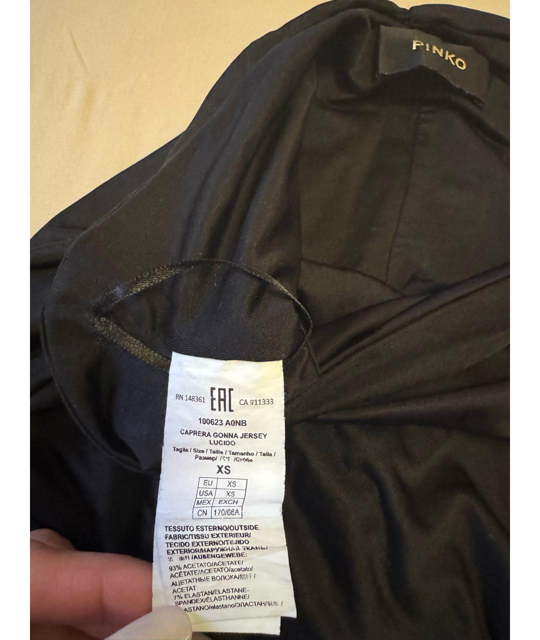 PINKO Черная ацетатная юбка мини, фото 5