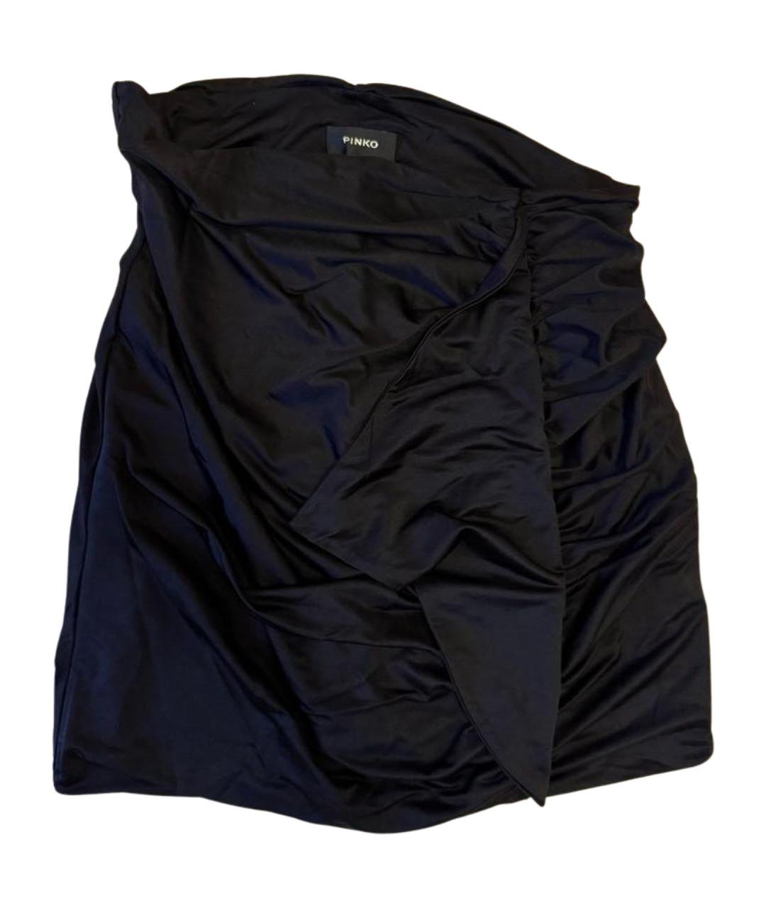 PINKO Черная ацетатная юбка мини, фото 1