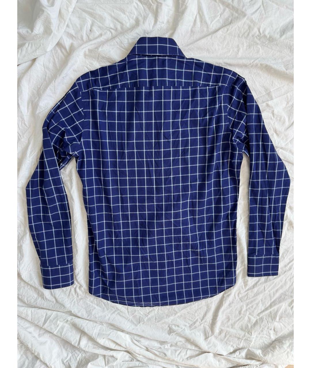 HUGO BOSS Синяя хлопковая классическая рубашка, фото 2