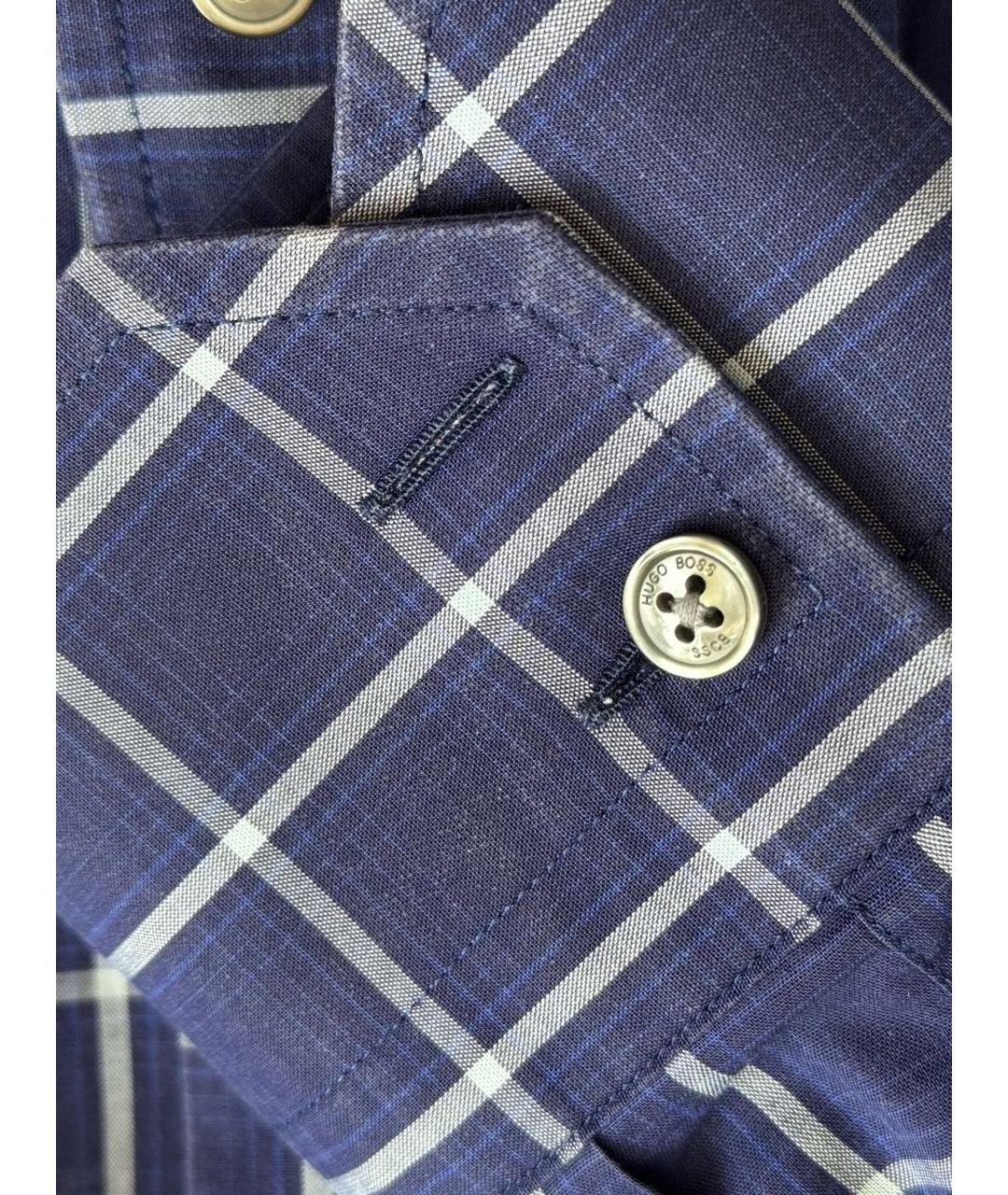 HUGO BOSS Синяя хлопковая классическая рубашка, фото 4