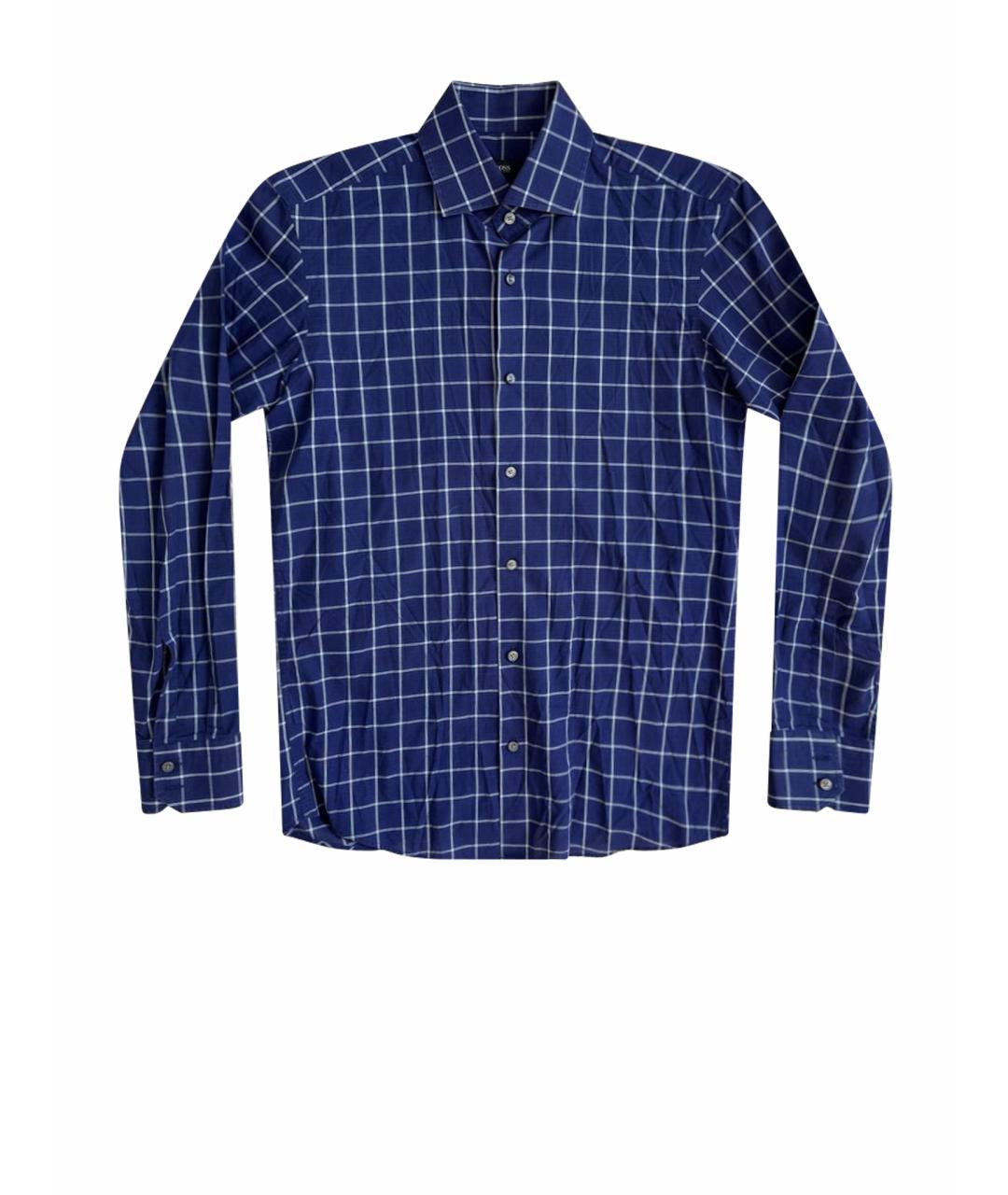 HUGO BOSS Синяя хлопковая классическая рубашка, фото 1