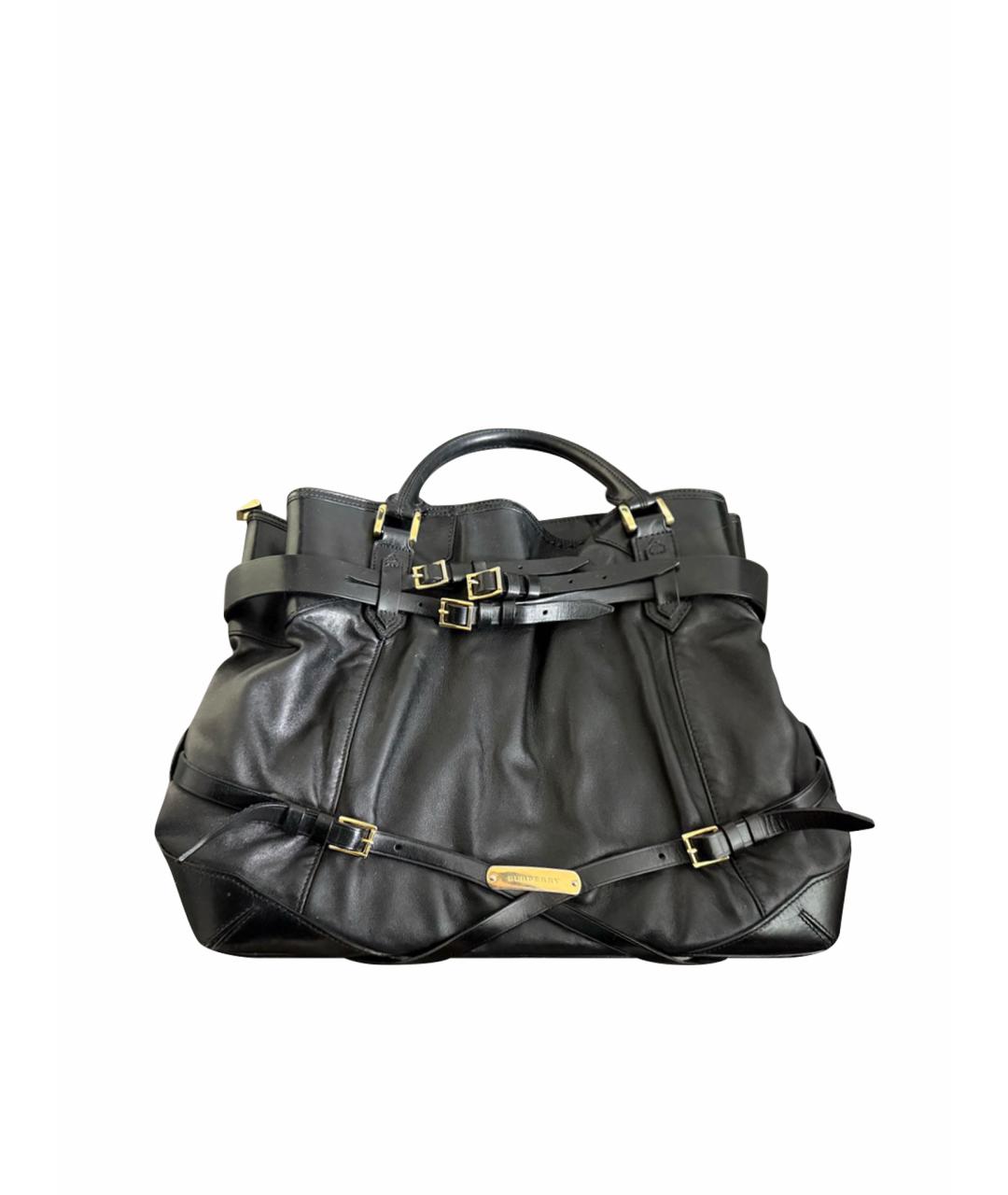 BURBERRY Черная кожаная сумка тоут, фото 1