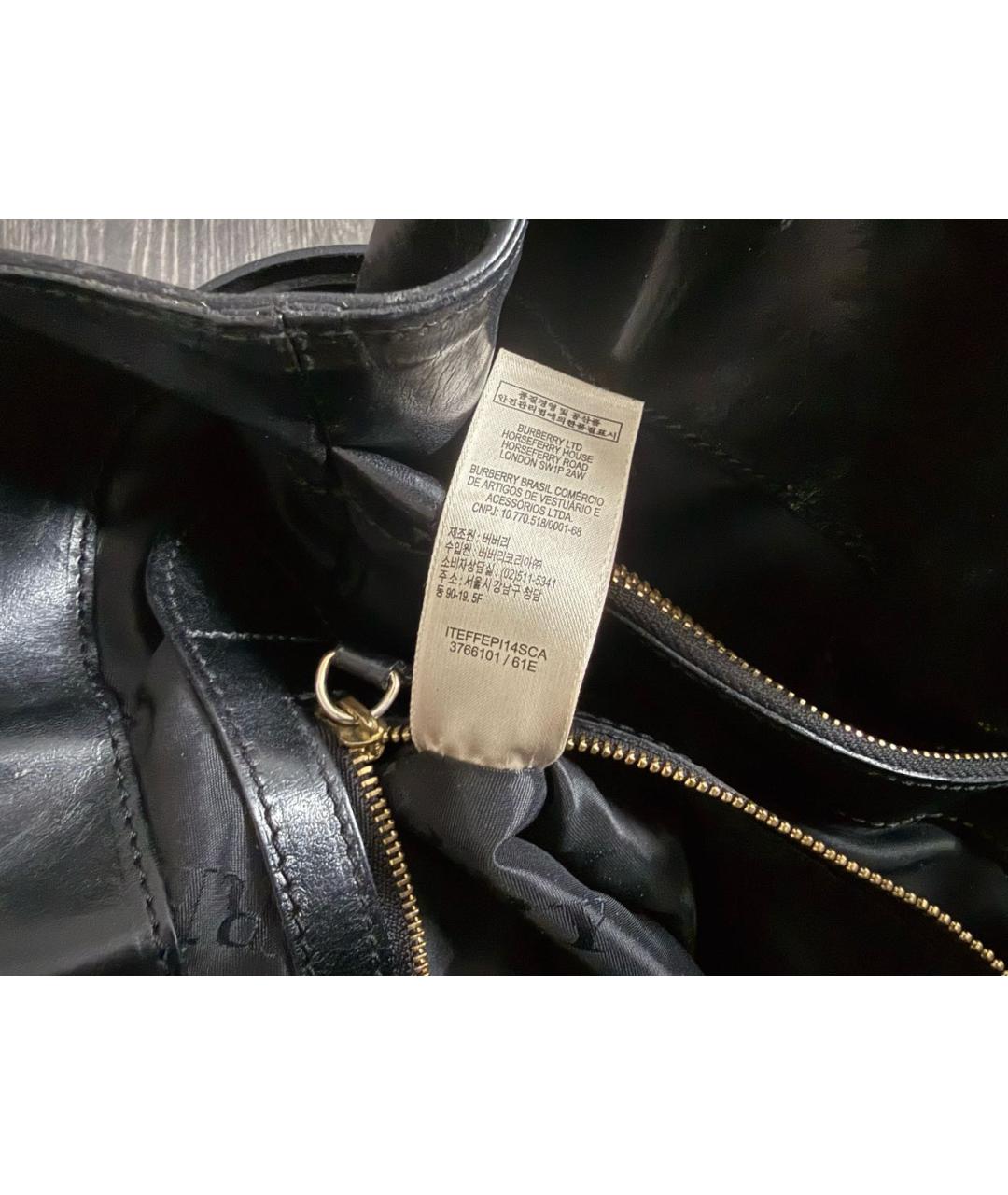 BURBERRY Черная кожаная сумка тоут, фото 3