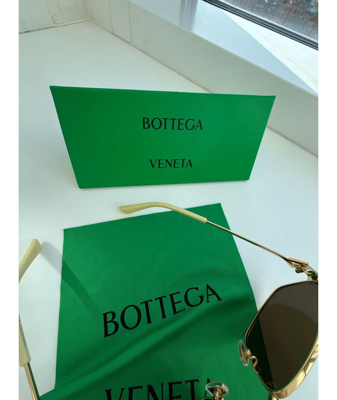 BOTTEGA VENETA Золотые металлические солнцезащитные очки, фото 4