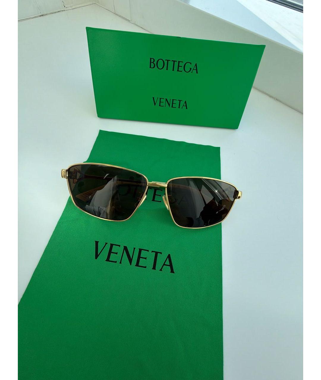 BOTTEGA VENETA Золотые металлические солнцезащитные очки, фото 5