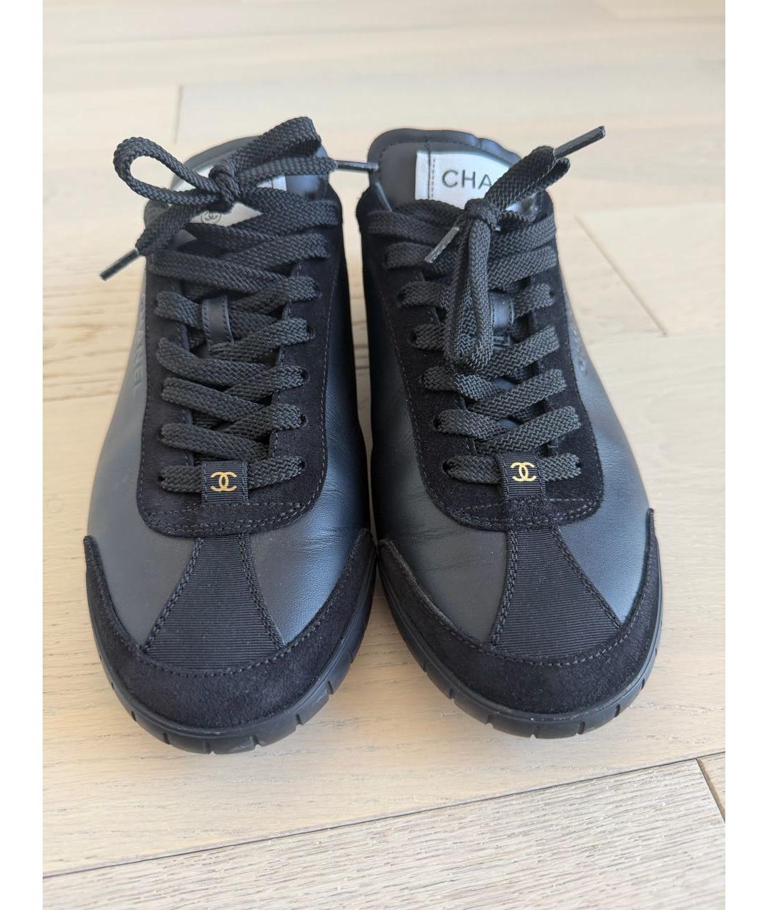 CHANEL Черные кожаные кеды, фото 5