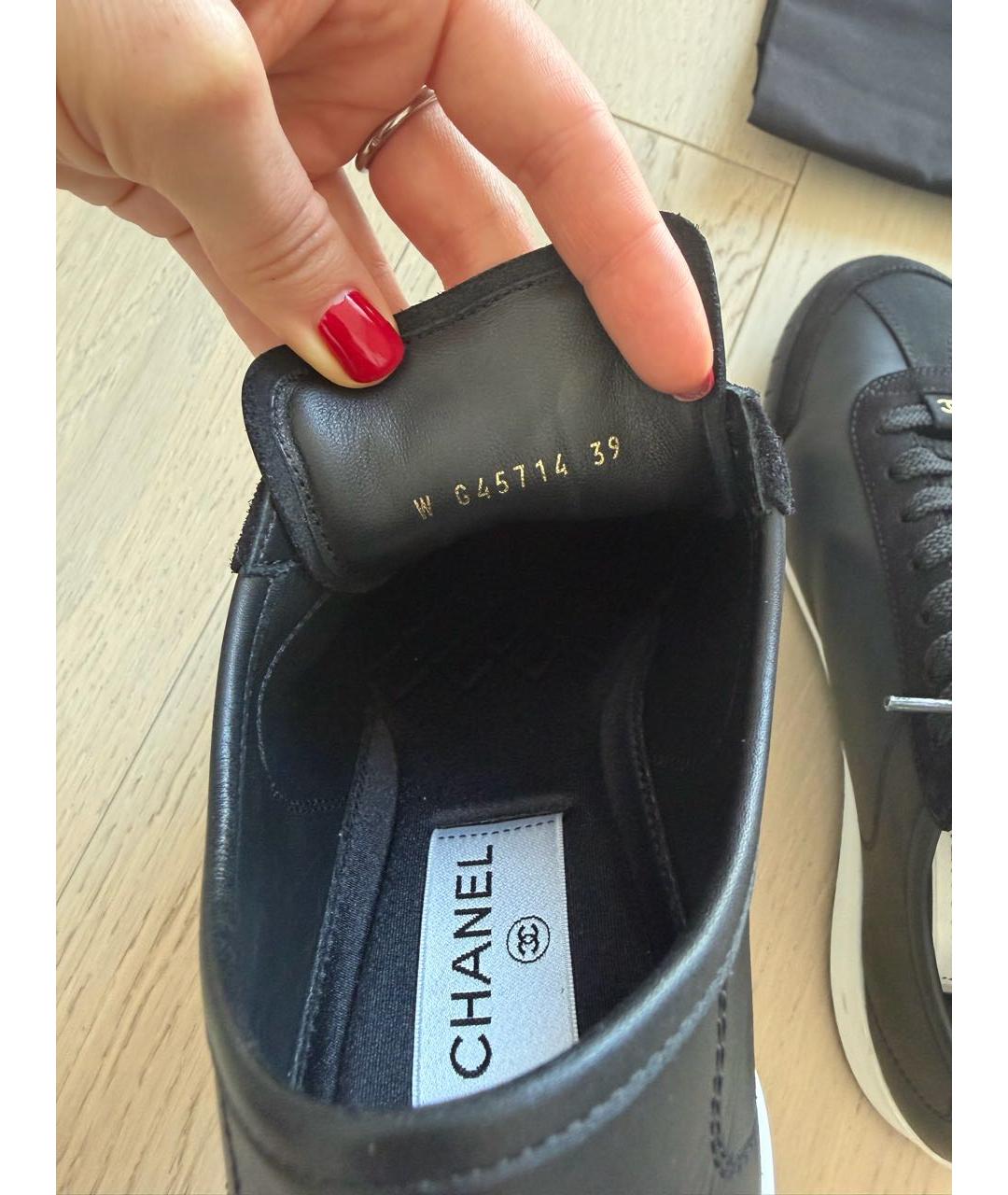 CHANEL Черные кожаные кеды, фото 7