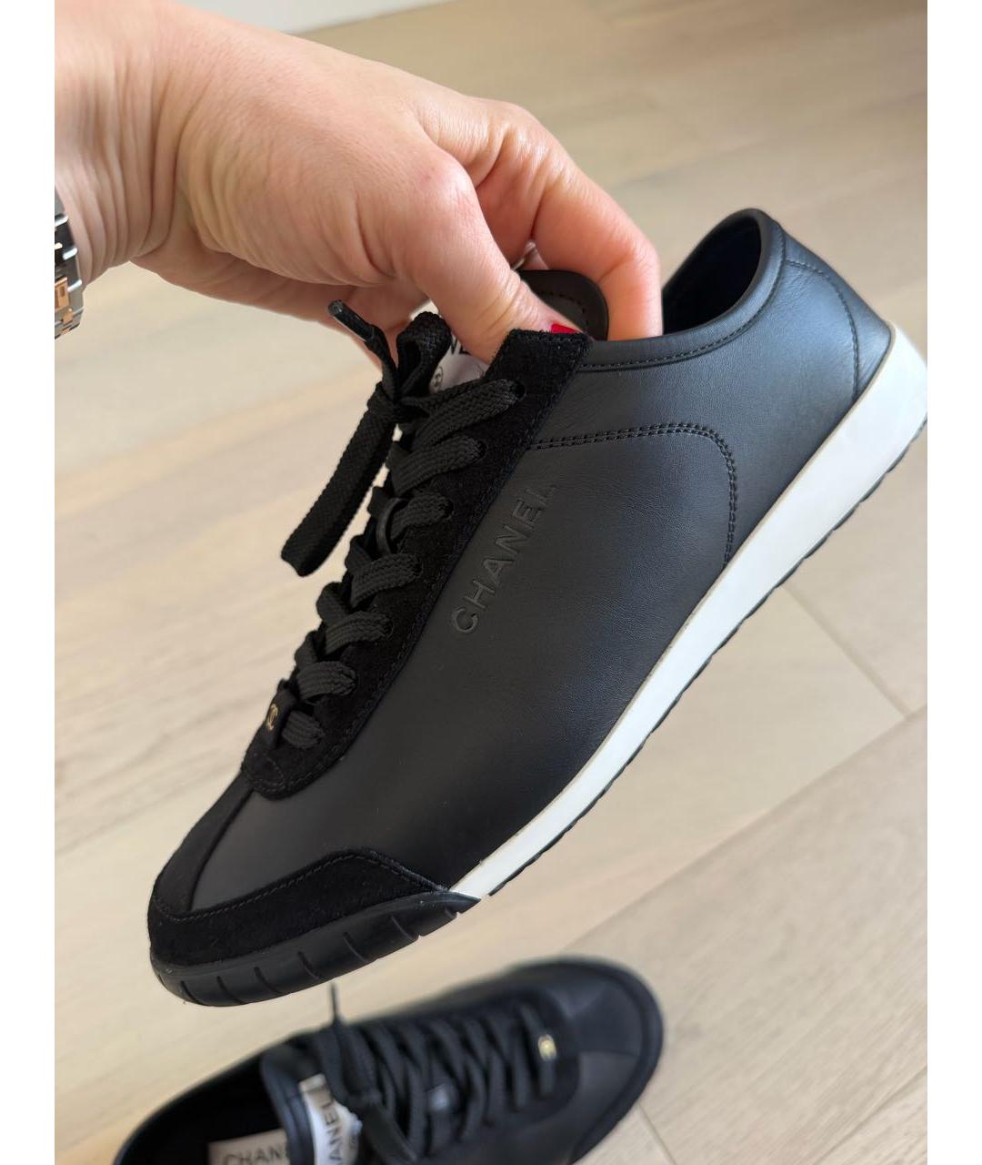 CHANEL Черные кожаные кеды, фото 4