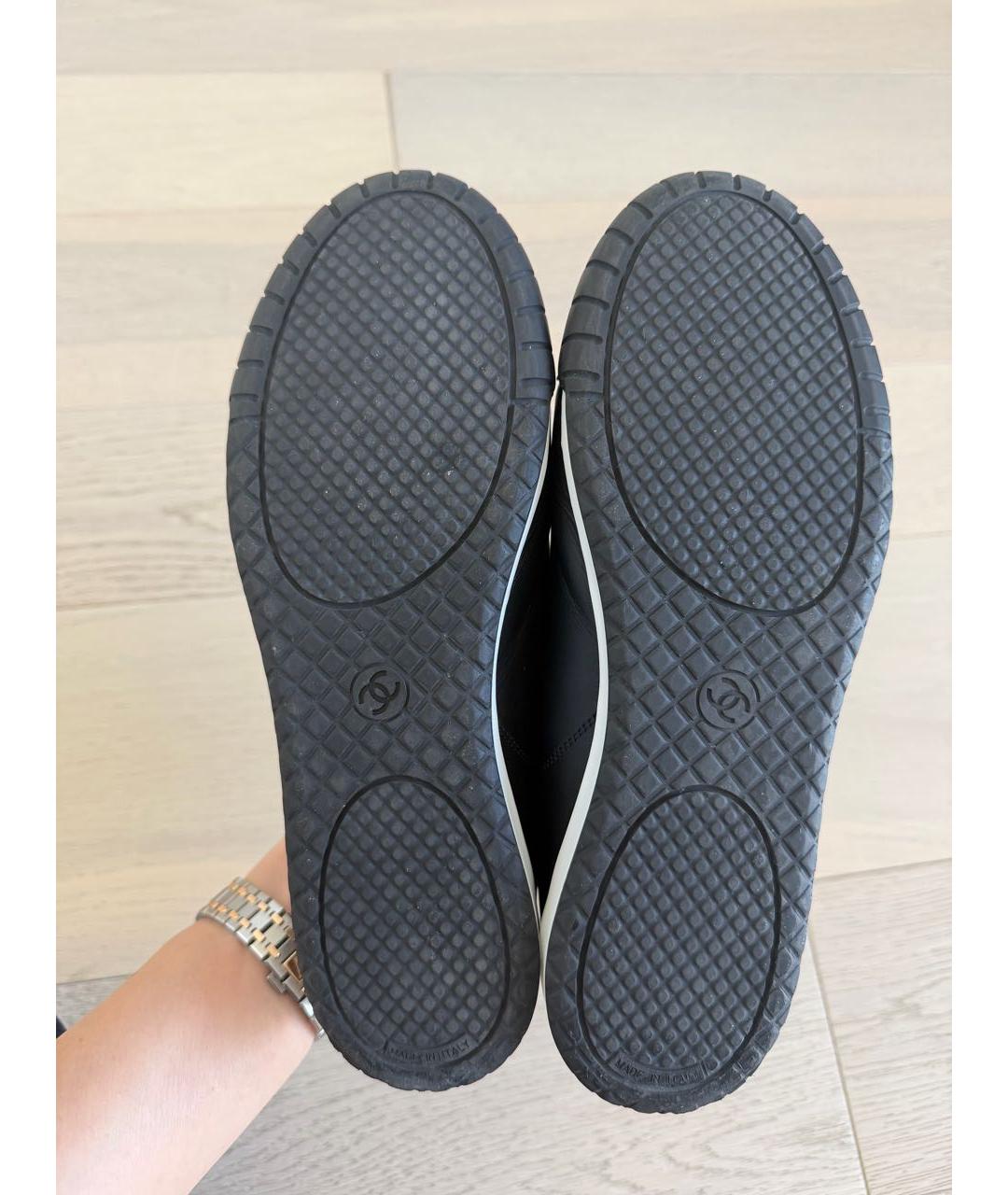 CHANEL Черные кожаные кеды, фото 6