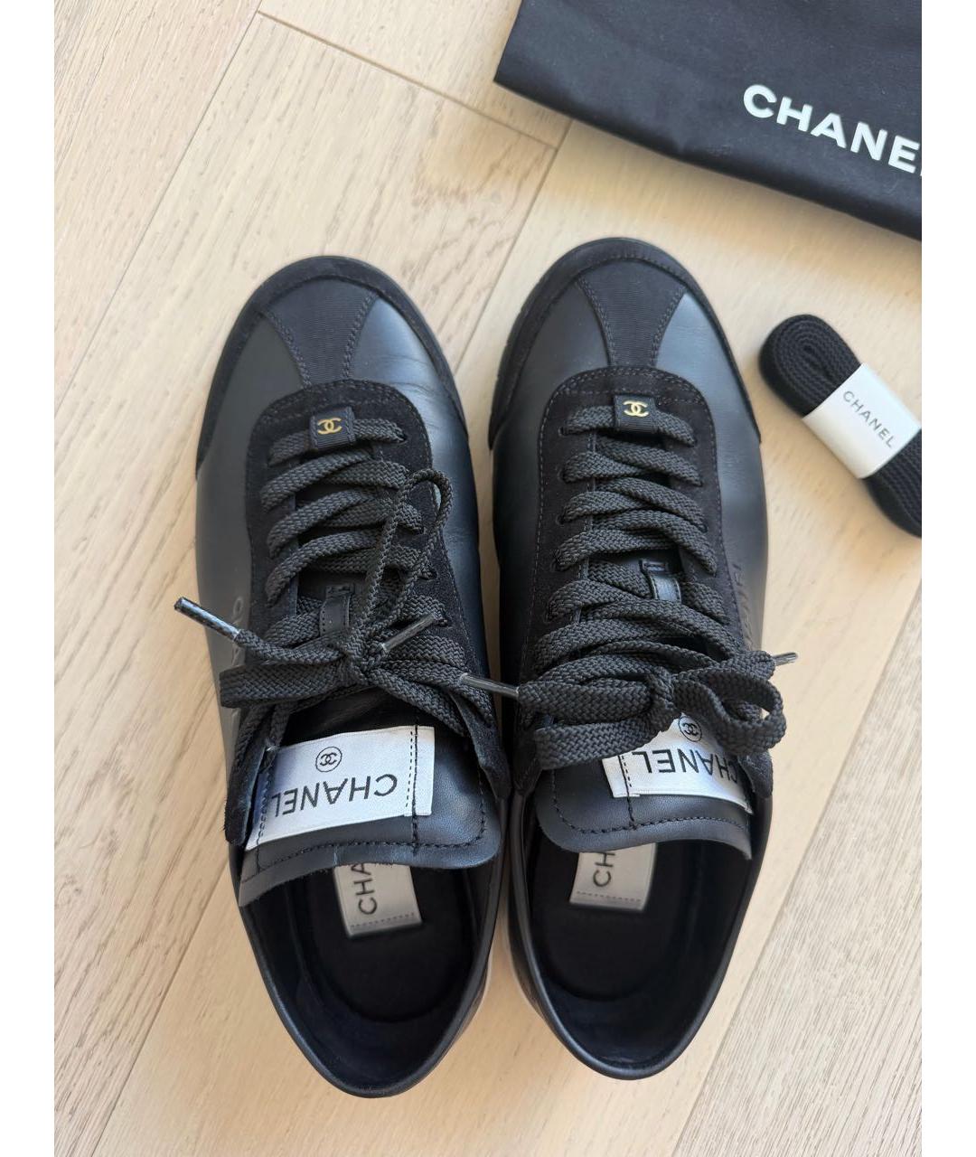 CHANEL Черные кожаные кеды, фото 3