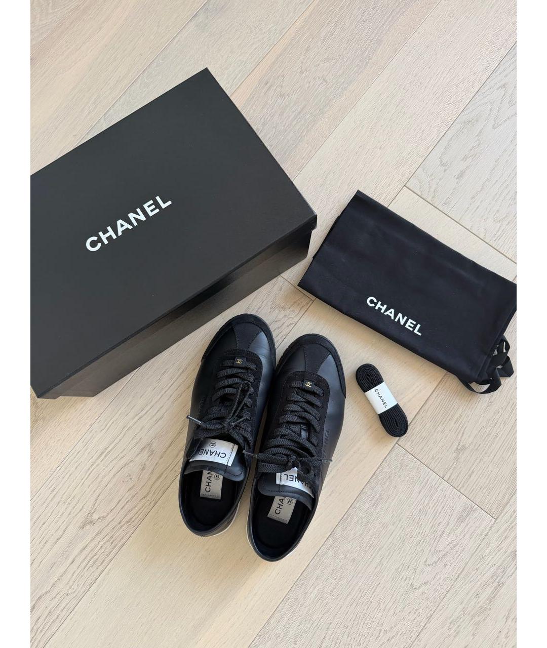 CHANEL Черные кожаные кеды, фото 8