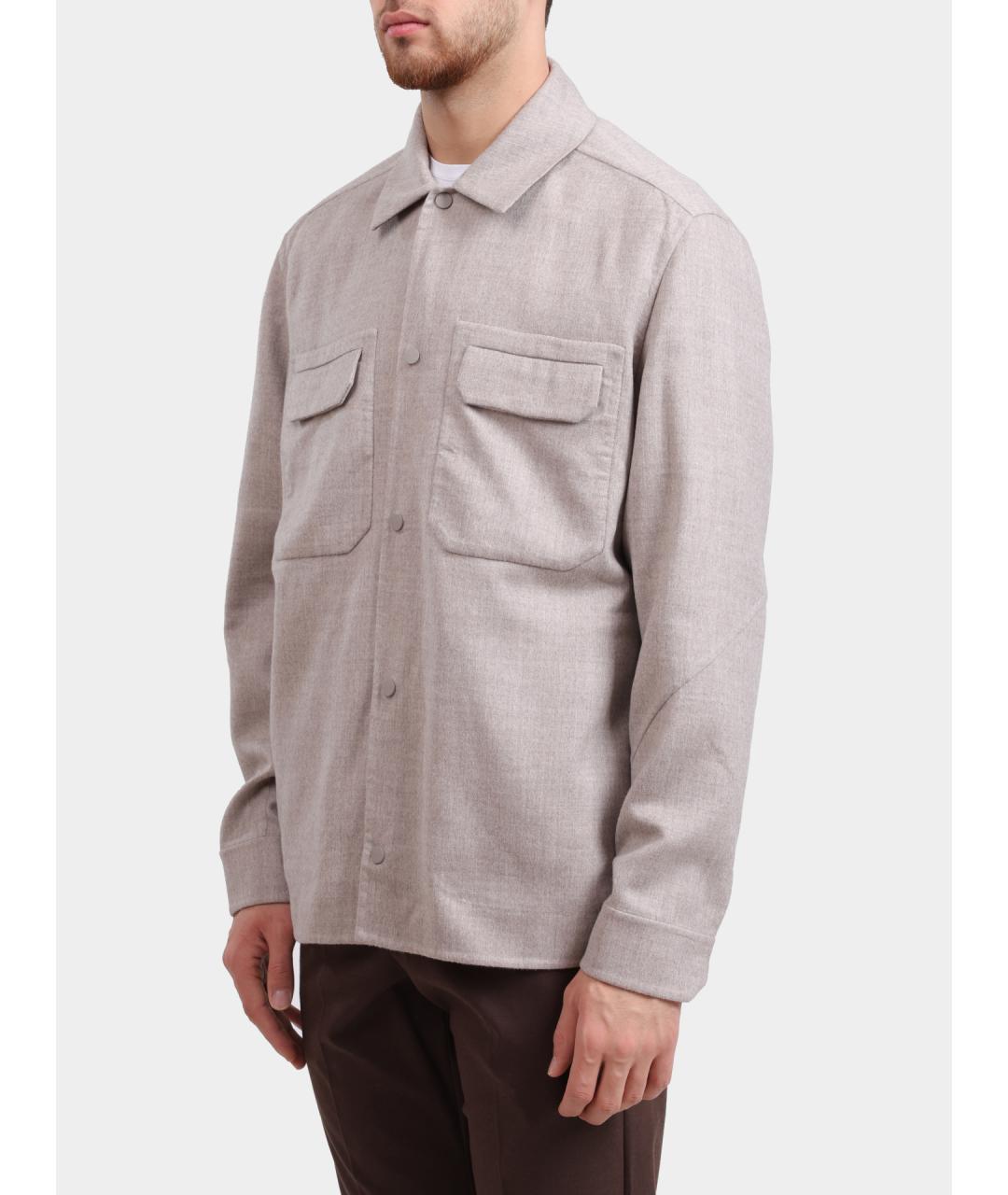 SEASE Бежевая шерстяная кэжуал рубашка, фото 3