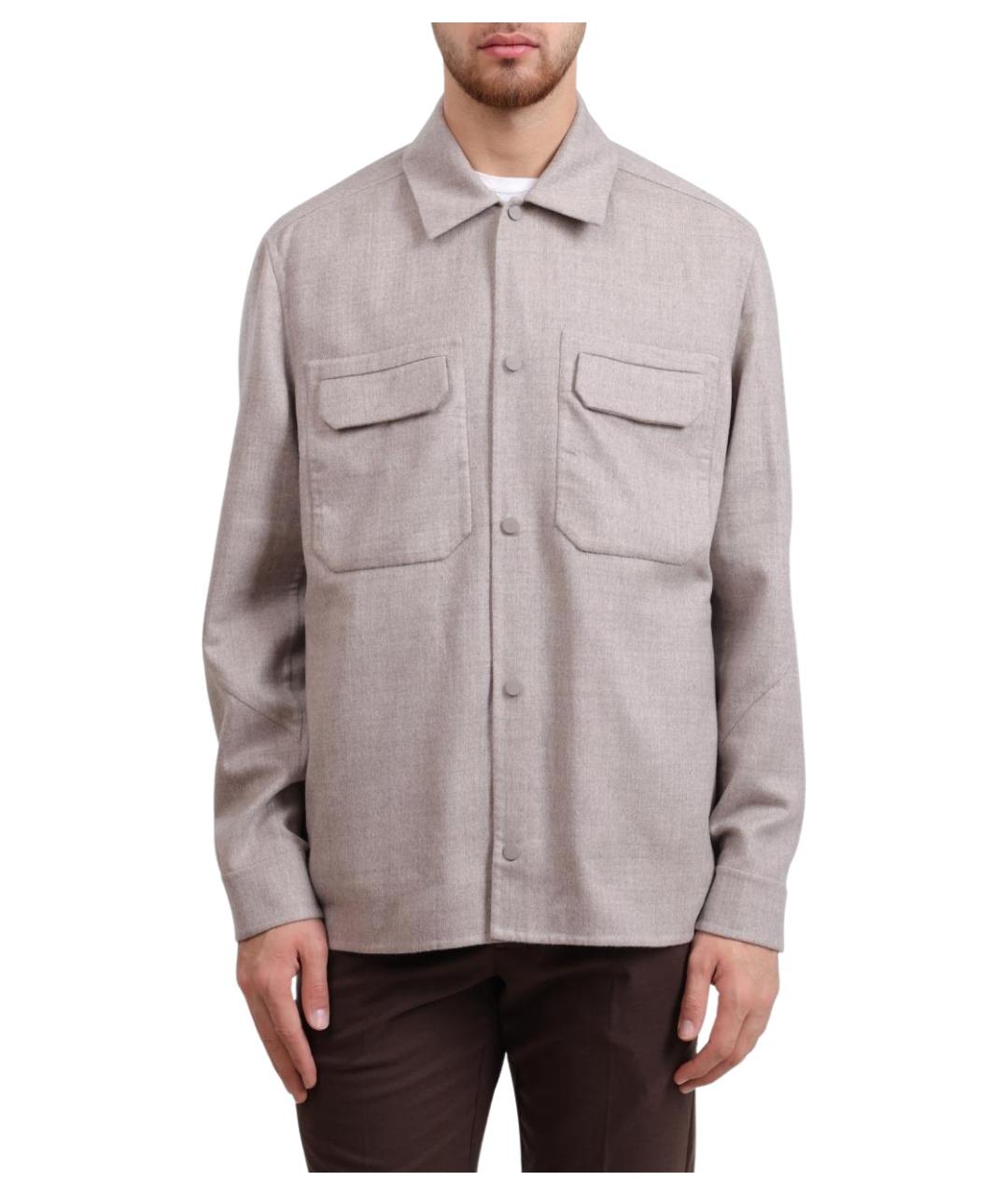 SEASE Бежевая шерстяная кэжуал рубашка, фото 1