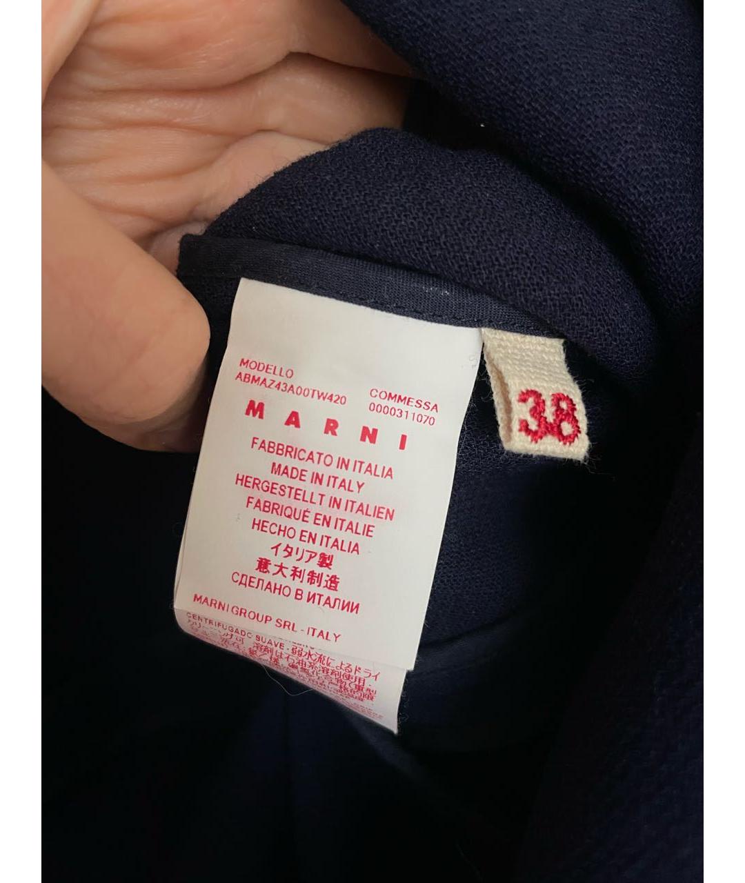 MARNI Темно-синее шерстяное повседневное платье, фото 3