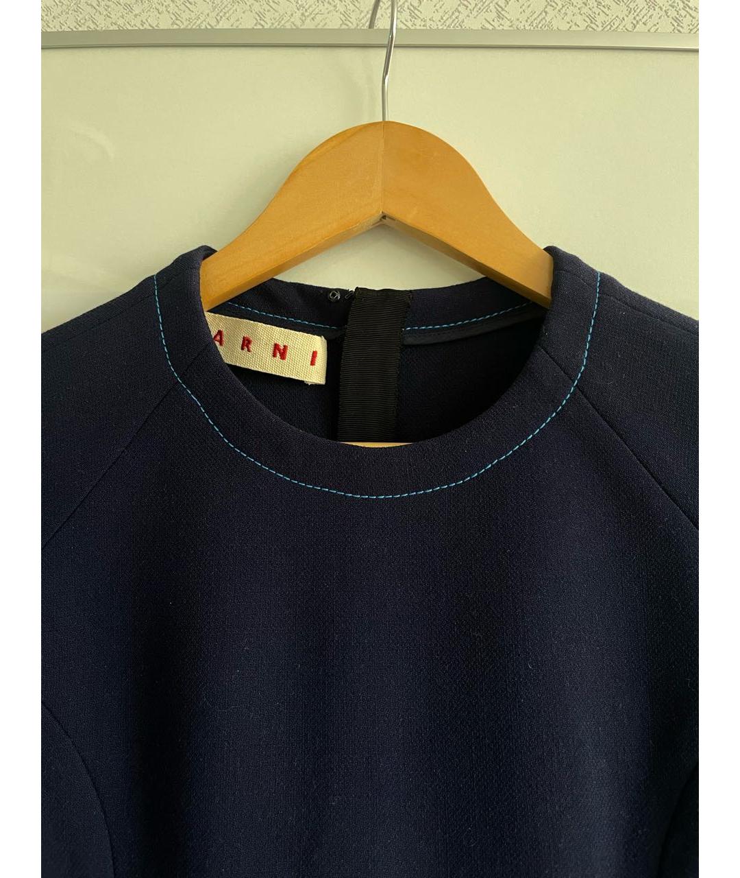 MARNI Темно-синее шерстяное повседневное платье, фото 5
