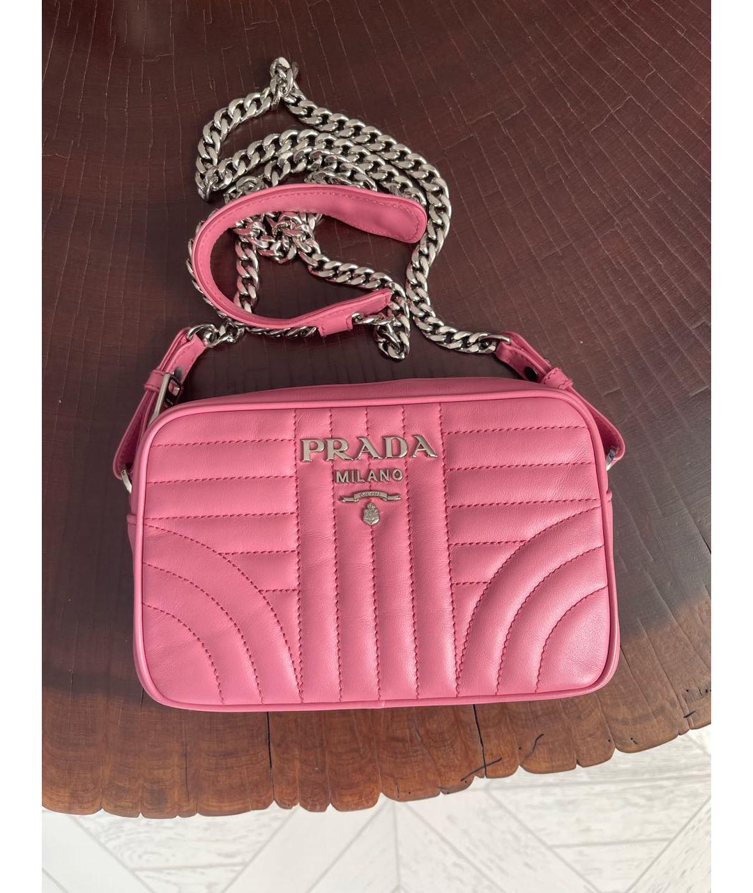 PRADA Розовая кожаная сумка через плечо, фото 9