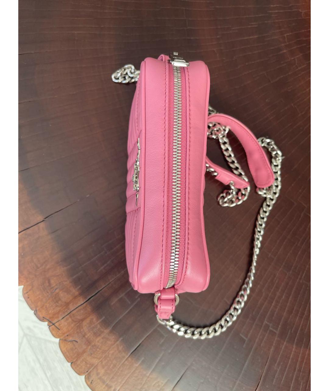 PRADA Розовая кожаная сумка через плечо, фото 3