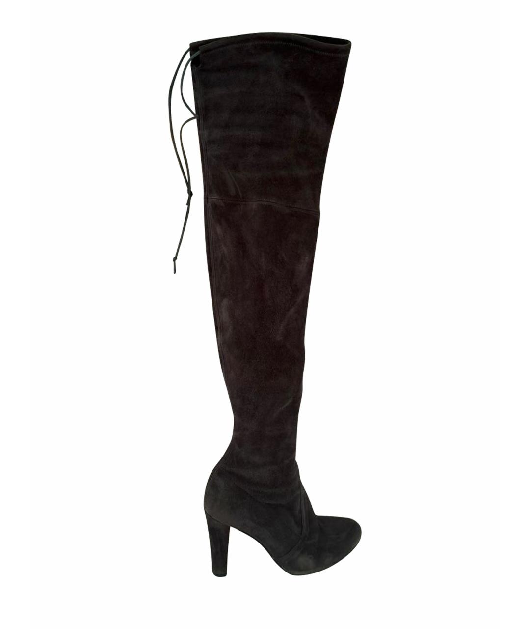 STUART WEITZMAN Антрацитовые замшевые ботфорты, фото 1