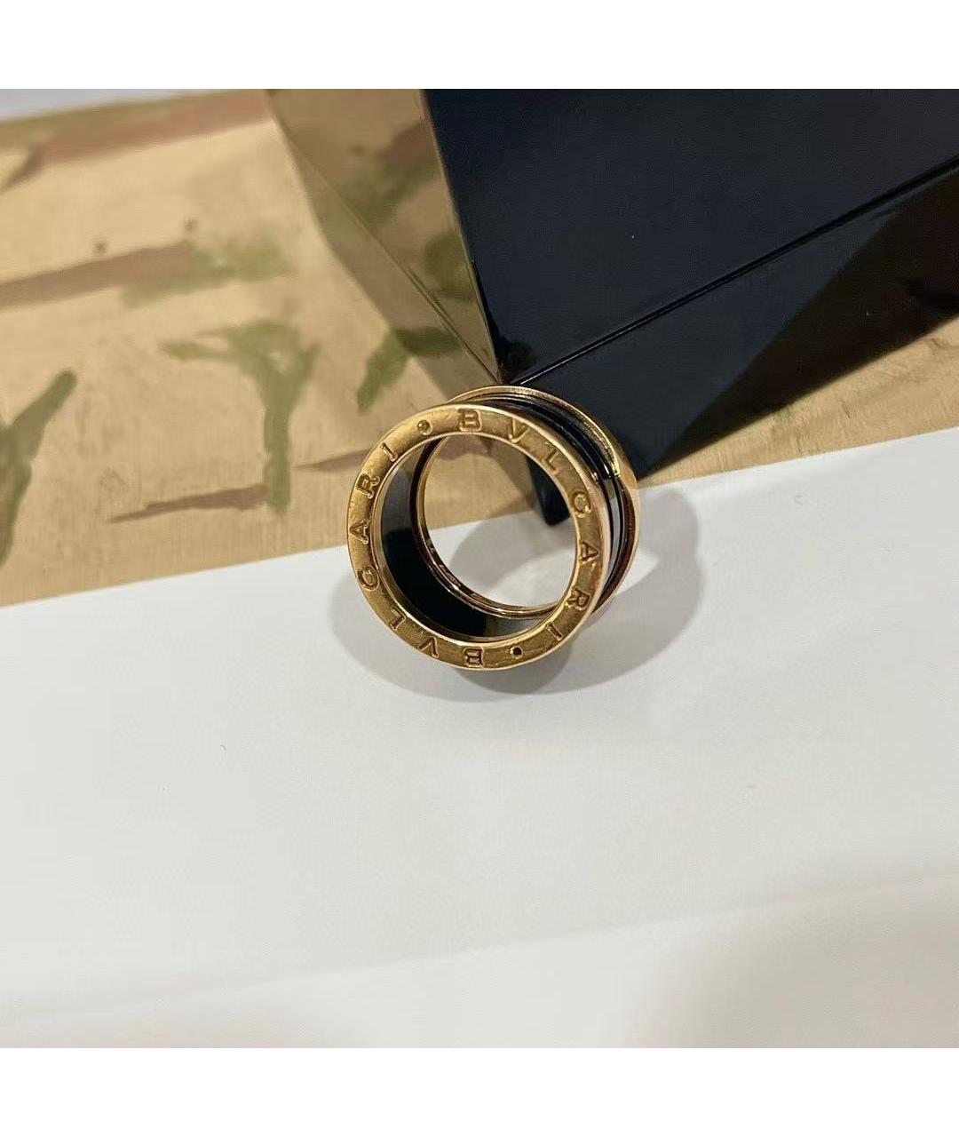 BVLGARI Черное кольцо из розового золота, фото 4