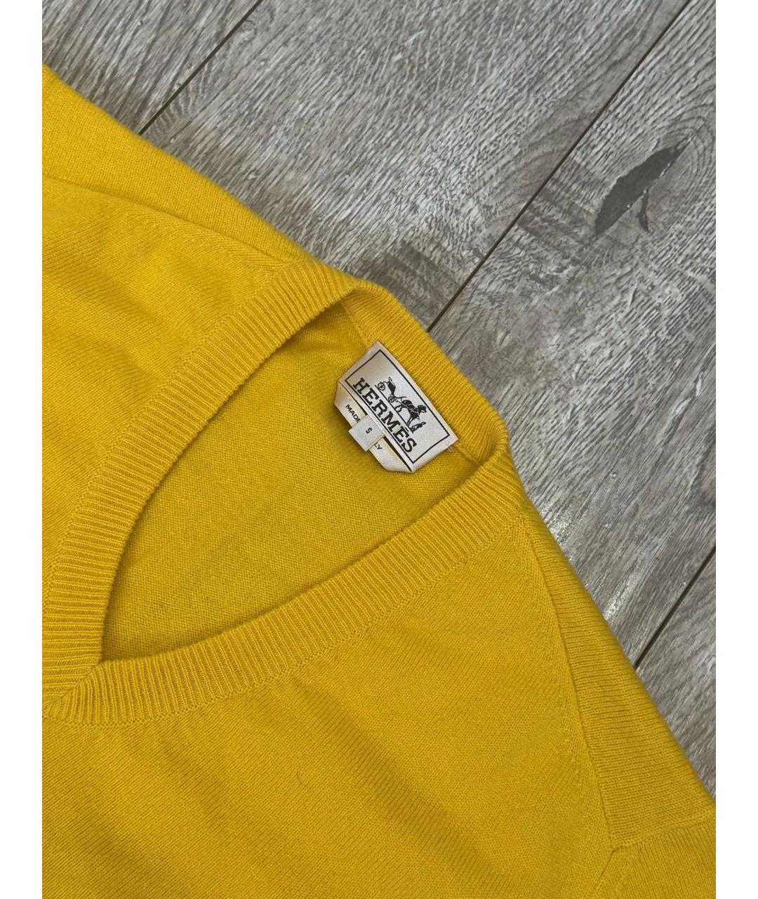 HERMES Желтый кашемировый джемпер / свитер, фото 2