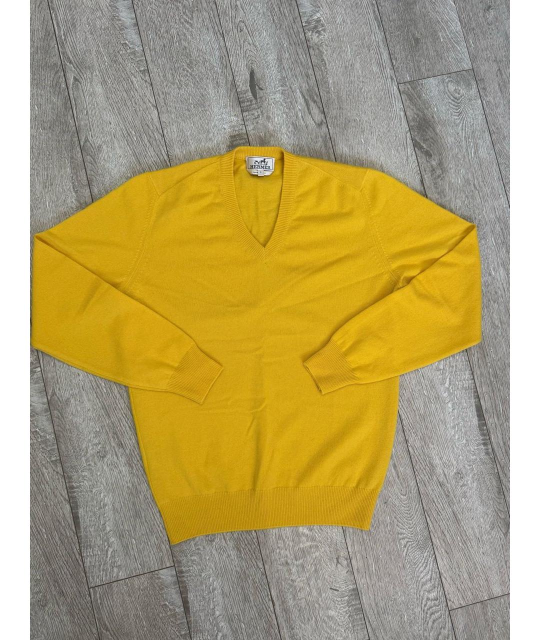 HERMES Желтый кашемировый джемпер / свитер, фото 4