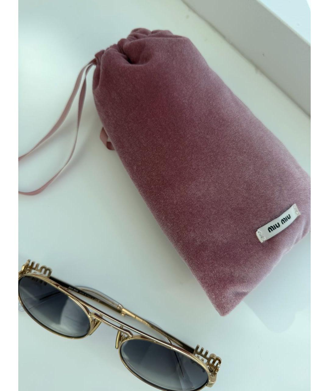 MIU MIU Золотые металлические солнцезащитные очки, фото 4