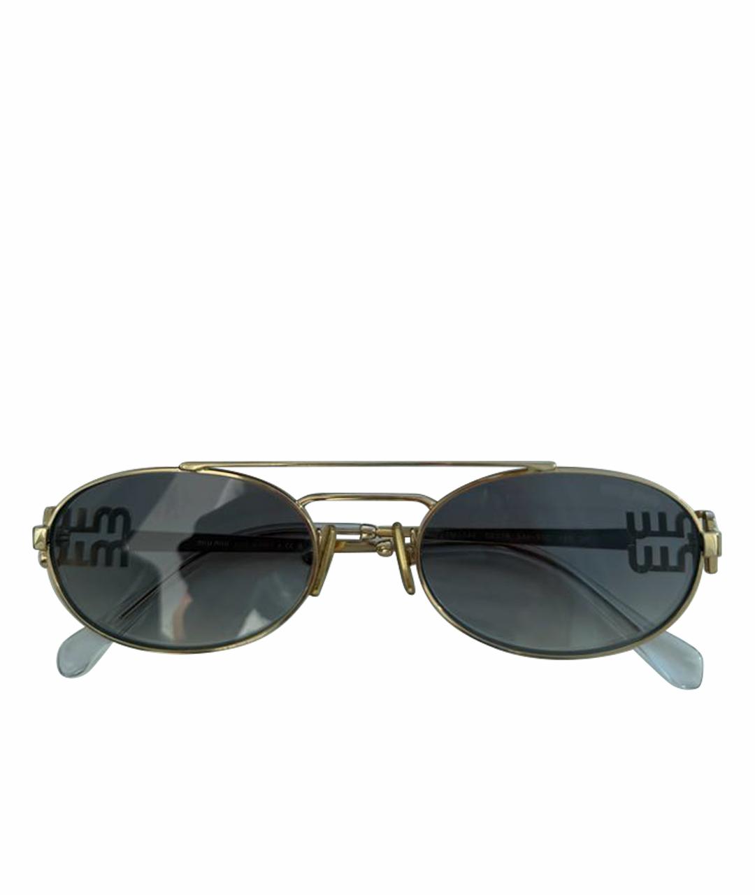MIU MIU Золотые металлические солнцезащитные очки, фото 1