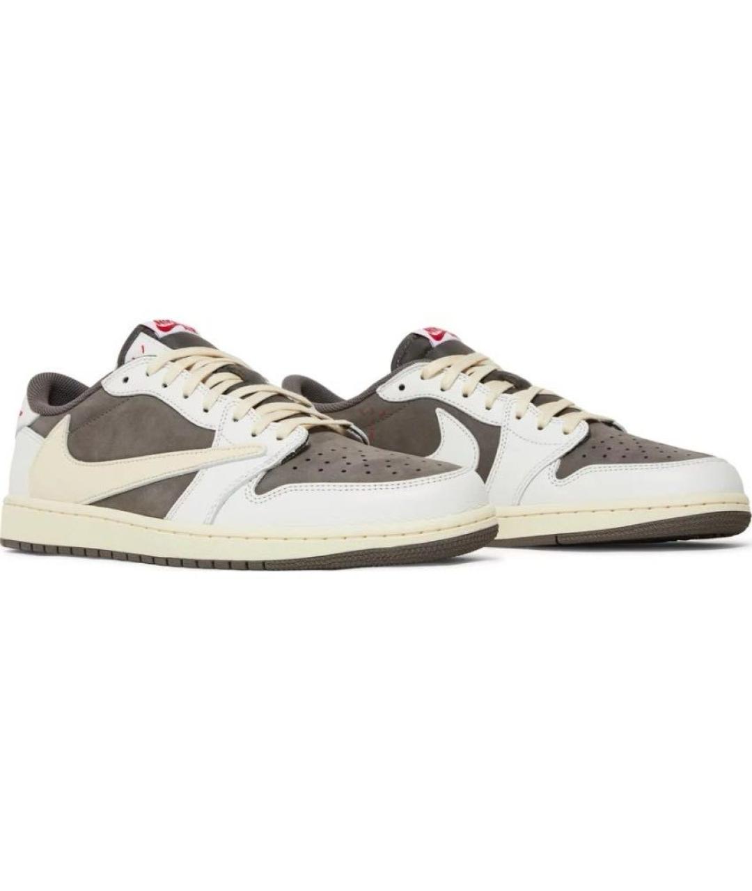 JORDAN Коричневые кожаные низкие кроссовки / кеды, фото 2