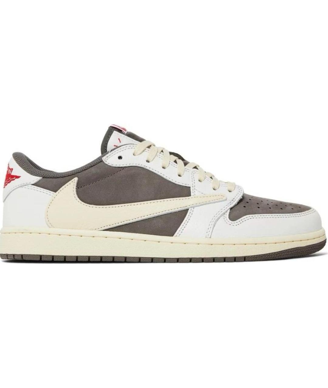 JORDAN Коричневые кожаные низкие кроссовки / кеды, фото 7