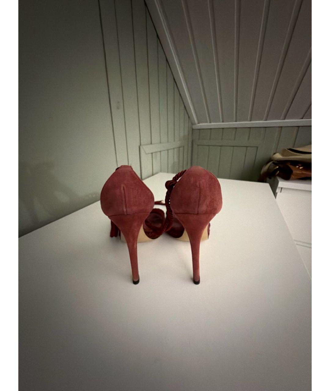 GUCCI Бордовые замшевые босоножки, фото 4