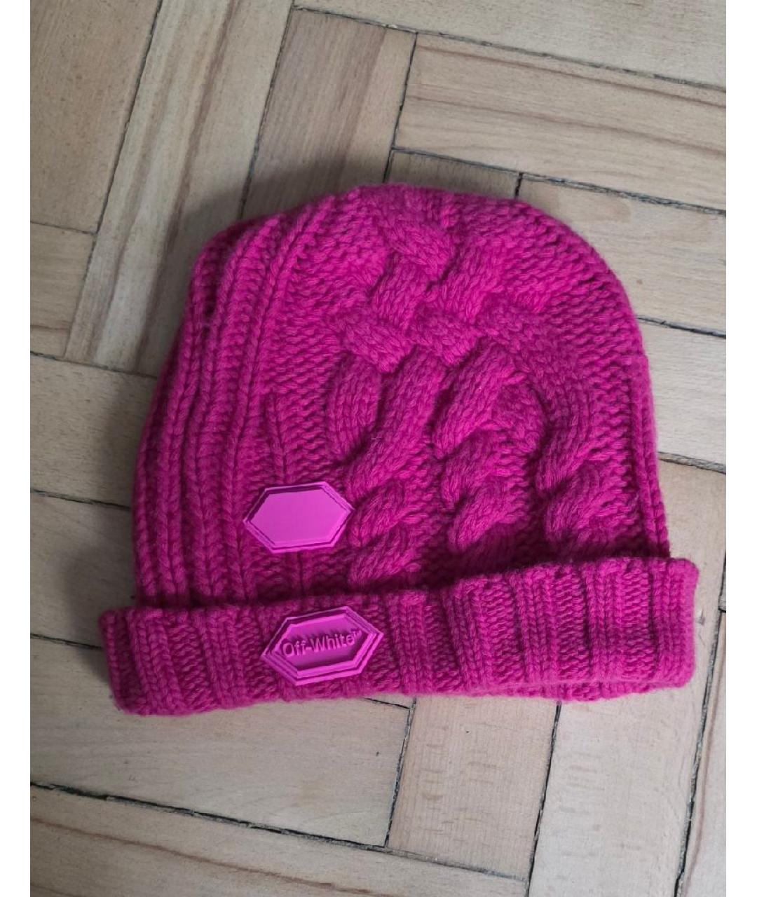 OFF-WHITE Фуксия шерстяная шапка, фото 6