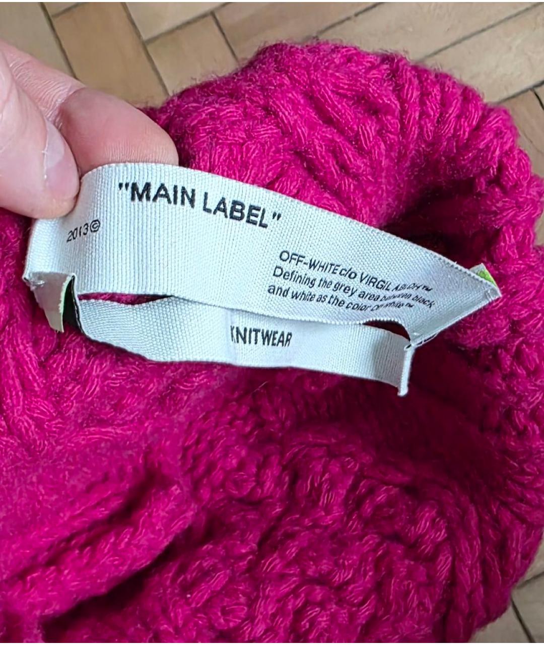 OFF-WHITE Фуксия шерстяная шапка, фото 3