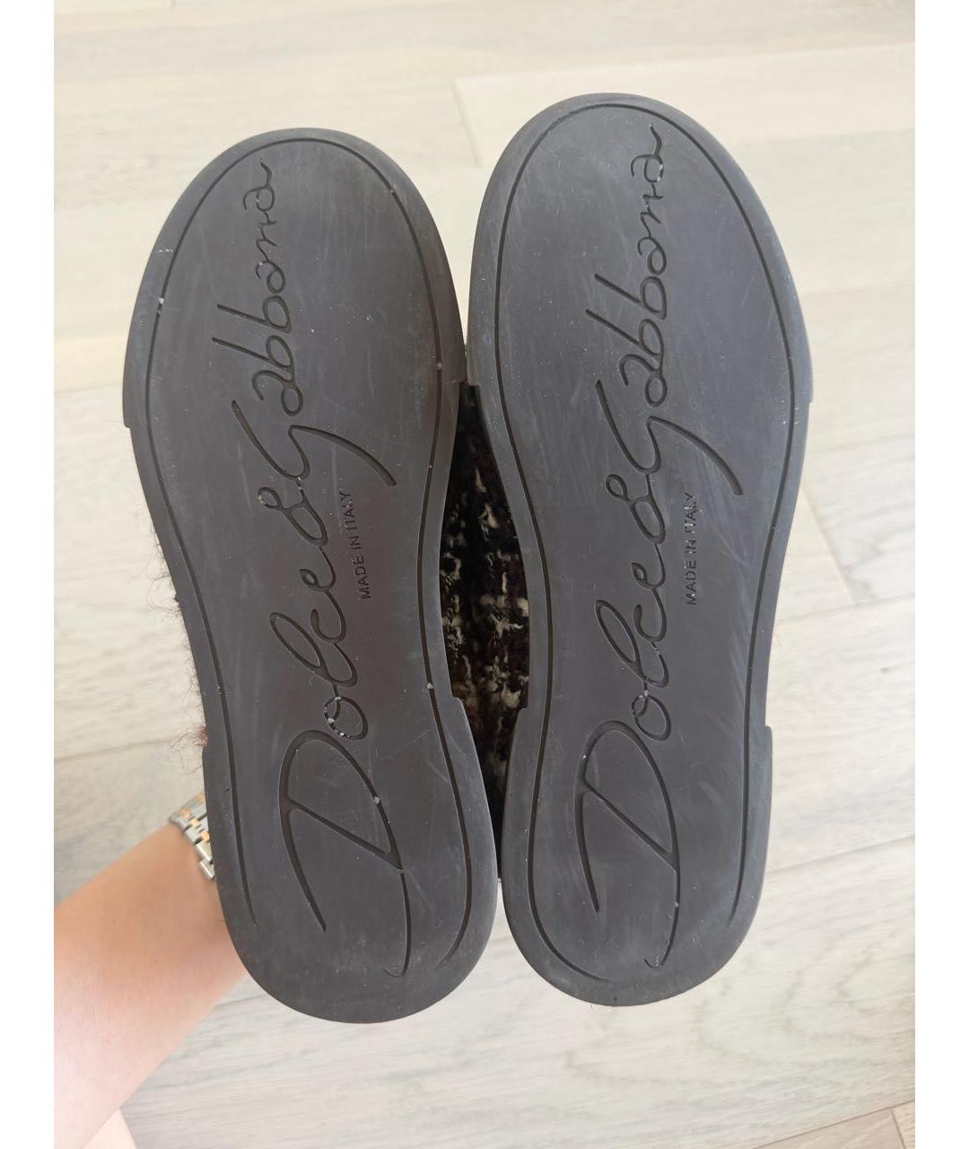 DOLCE&GABBANA Коричневые кожаные кеды, фото 7