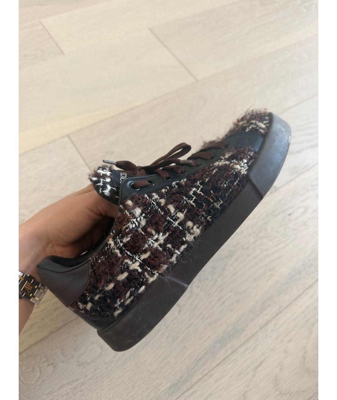 DOLCE&GABBANA Коричневые кожаные кеды, фото 4