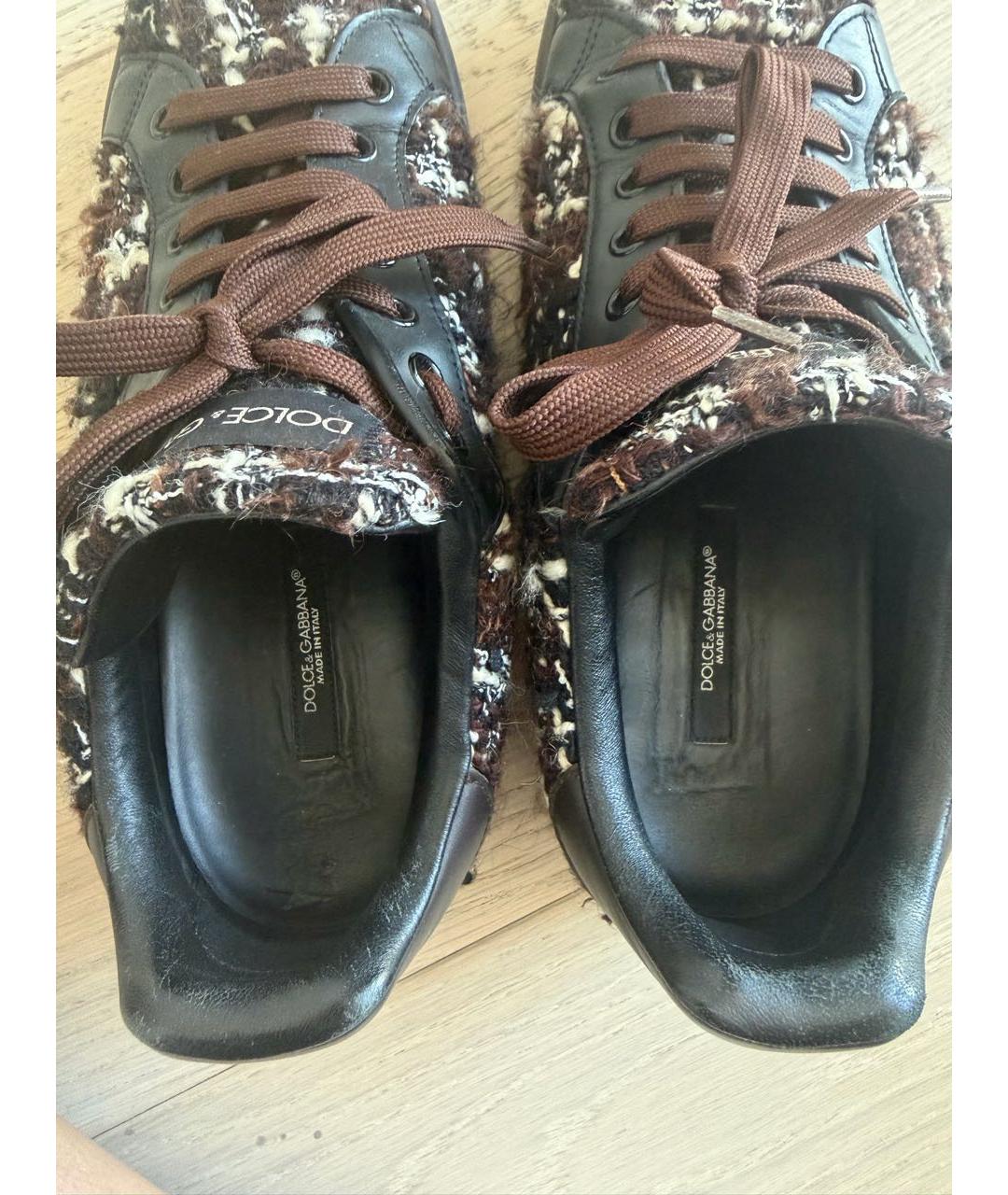 DOLCE&GABBANA Коричневые кожаные кеды, фото 6