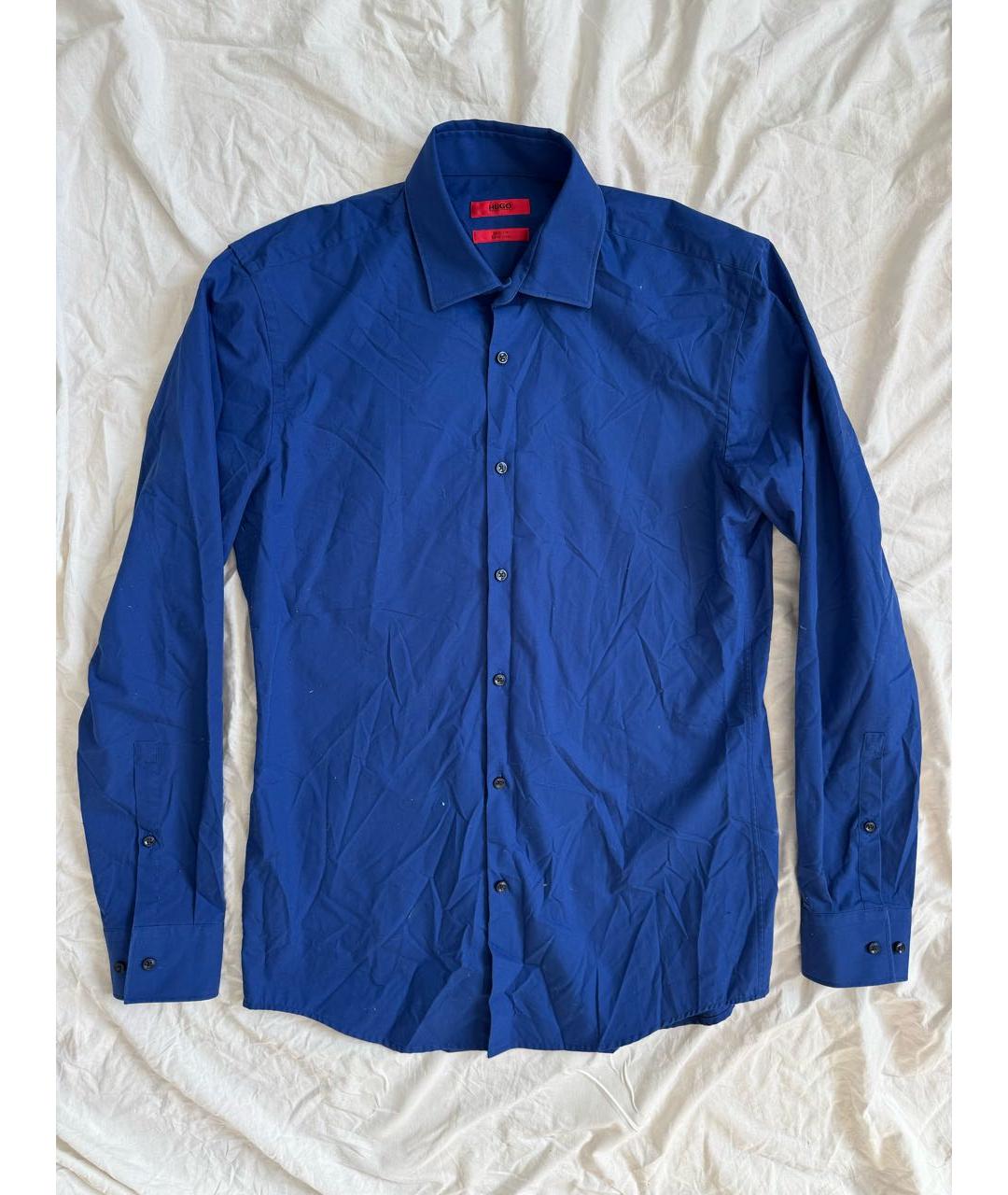 HUGO BOSS Синяя хлопковая классическая рубашка, фото 6