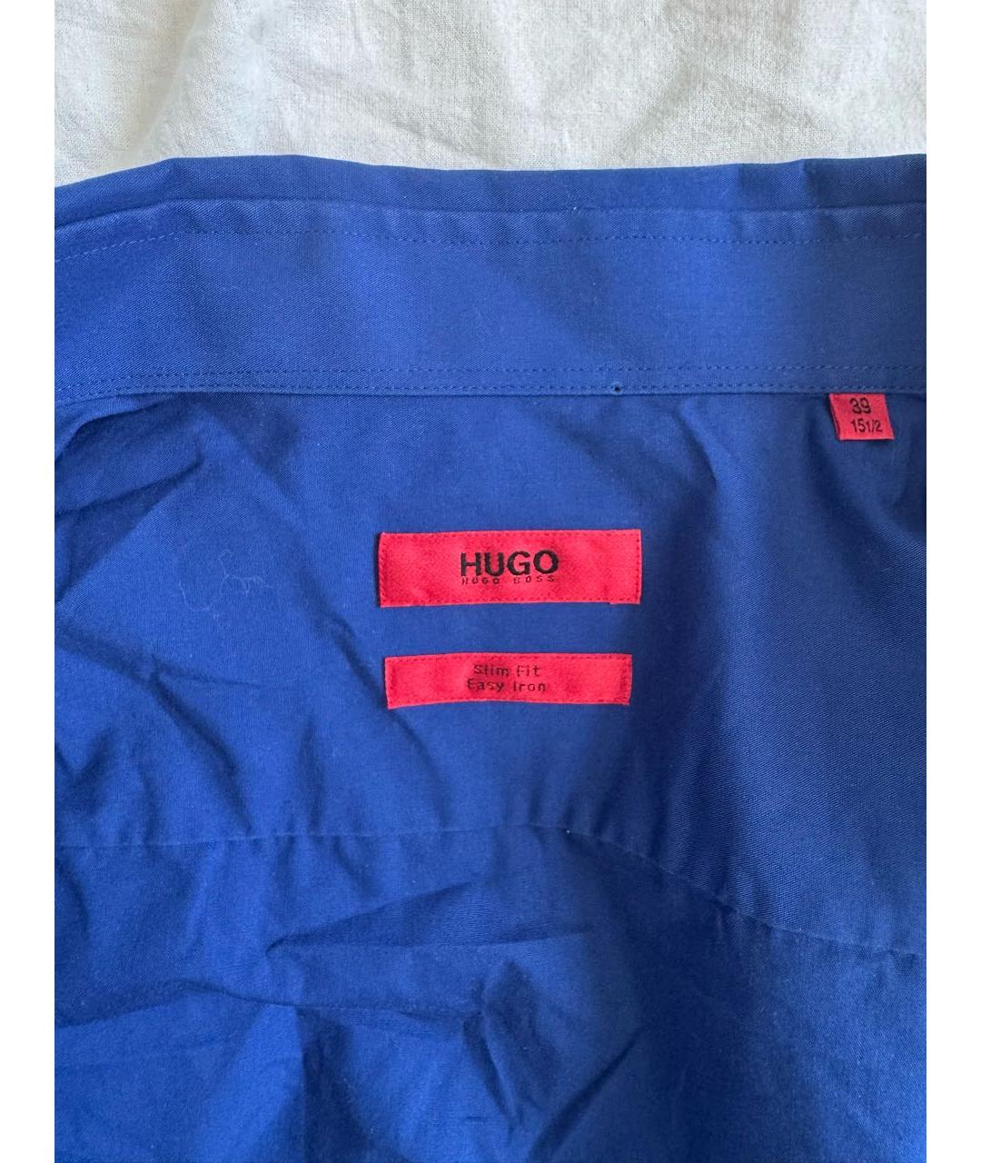 HUGO BOSS Синяя хлопковая классическая рубашка, фото 3