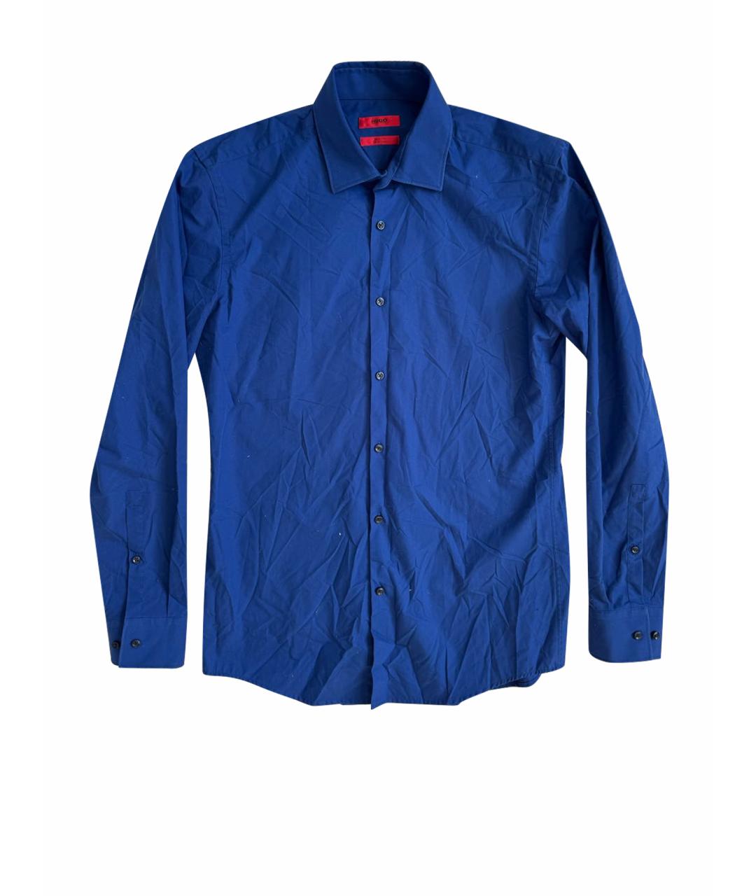 HUGO BOSS Синяя хлопковая классическая рубашка, фото 1