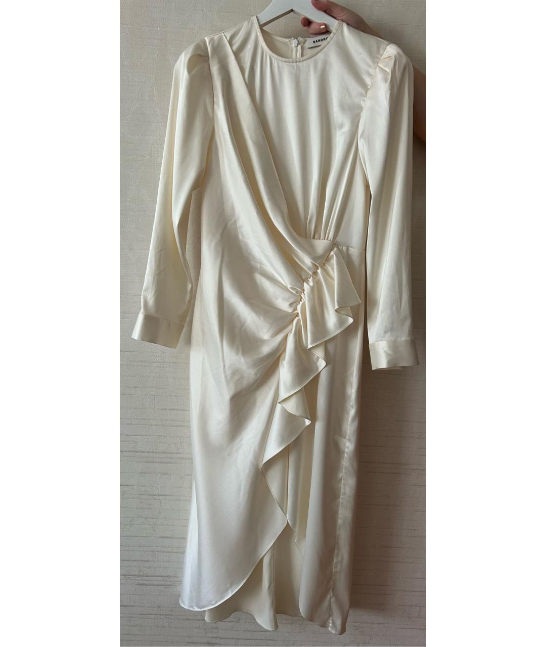 SANDRO Белое полиэстеровое вечернее платье, фото 5