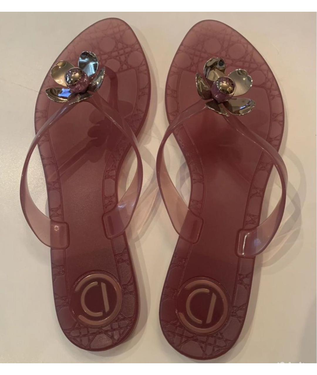 CHRISTIAN DIOR Бордовые шлепанцы, фото 7